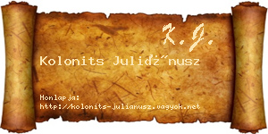 Kolonits Juliánusz névjegykártya