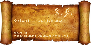 Kolonits Juliánusz névjegykártya